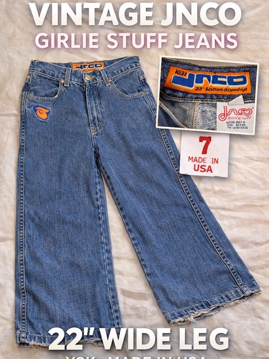 JNCO Denim - Vintage 1990 JNCO 1031 Girlie Stuff Jeans 22” bottom opening Size 7